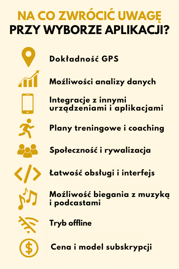 Aplikacja do biegania – jakie elementy są kluczowe? Funkcjonalności, których nie może zabraknąć w aplikacji do biegania - infografika