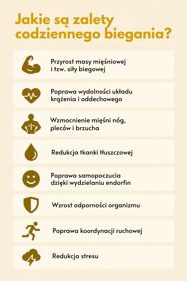 Zalety i korzyści codziennego biegania - infografika 