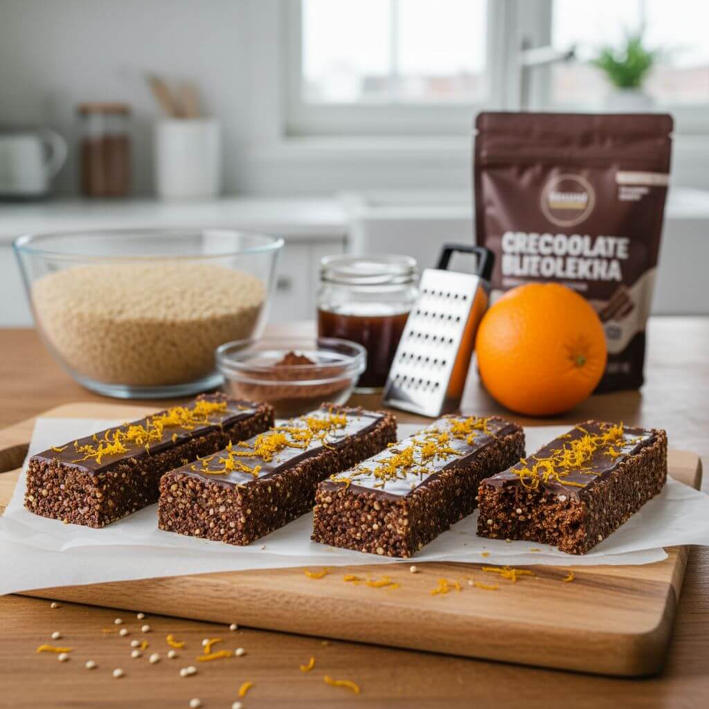 Pomarańczowo-czekoladowy baton proteinowy Batony proteinowe – przepisy z pomarańczą