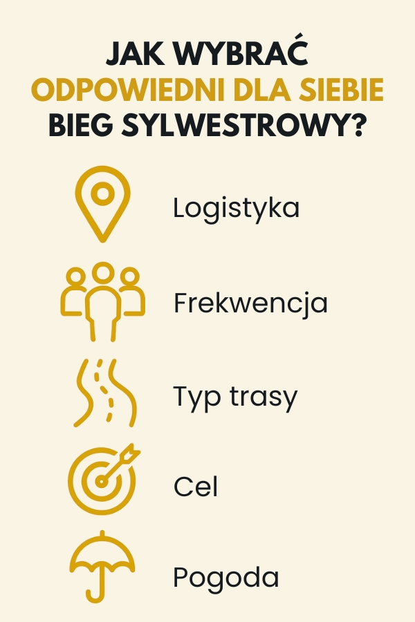 czynniki wyboru biegu w sylwestra Najważniejsze kryteria, które pomogą wybrać bieg w sylwestra.