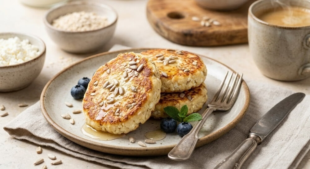 posiłki wysokobiałkowe – przepisy na racuchy twarogowe posiłki wysokobiałkowe – przepisy na słodkie placuszki