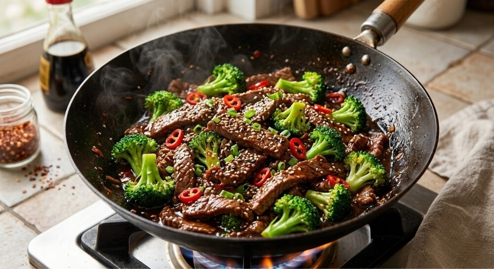 smażona wołowina z brokułem chuda wołowina z warzywami na obiad