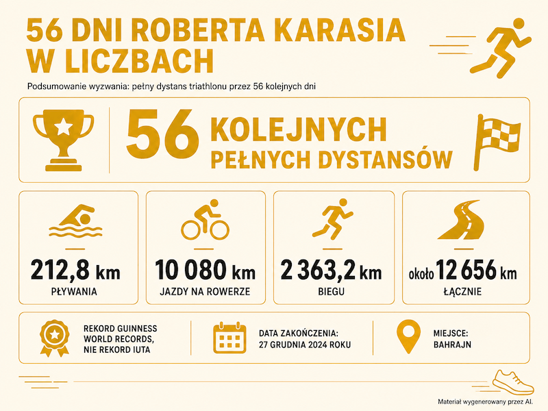 Robert Karaś – 56 dni pełnego triathlonu w liczbach